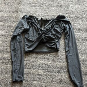 Elegant Gray Long Sleeve Women's Top